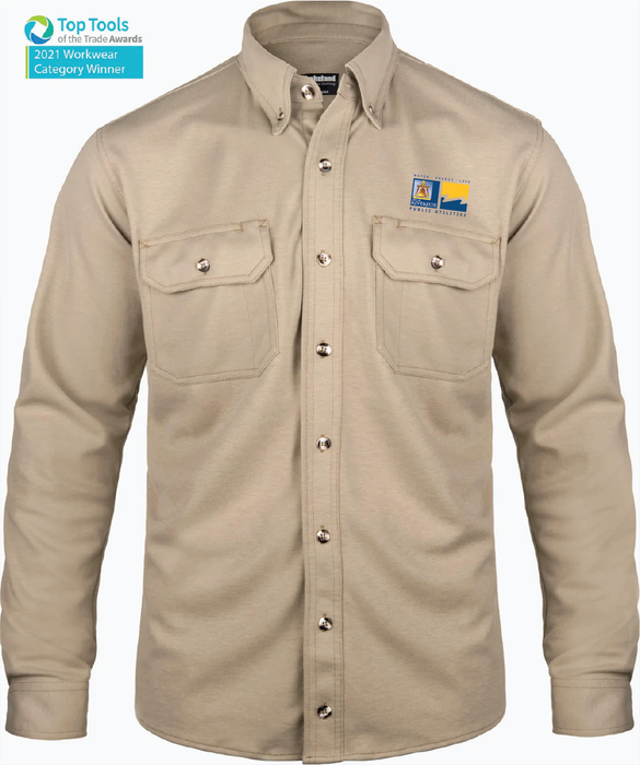 Lakeland ISH65DH20 High Performance Flame Resistant Knit Button-Up Shirt Khaki - RIV