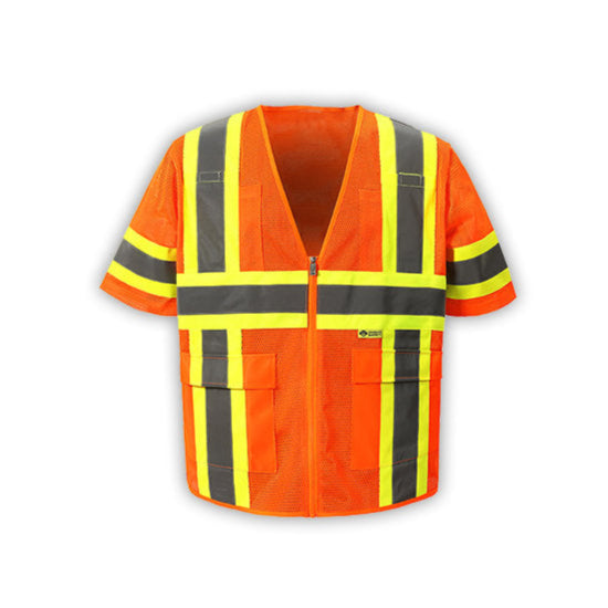 M7138C-3 - Contrast High Viz Vest Orange