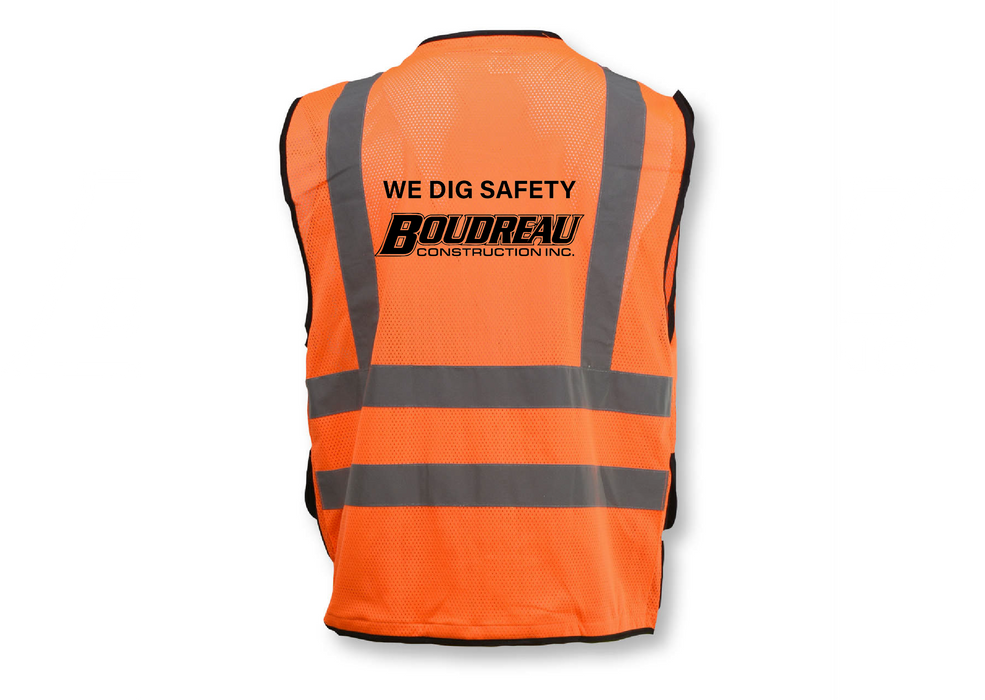 BOUDREAU SV59B-2Z Heavy Duty Surveyors Vest Orange Black Bottom