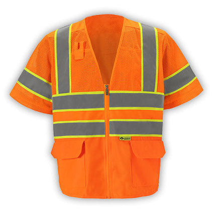 MS339C-3 High Visibility Contrast Vest, Class 3, Orange, Mesh & Solid