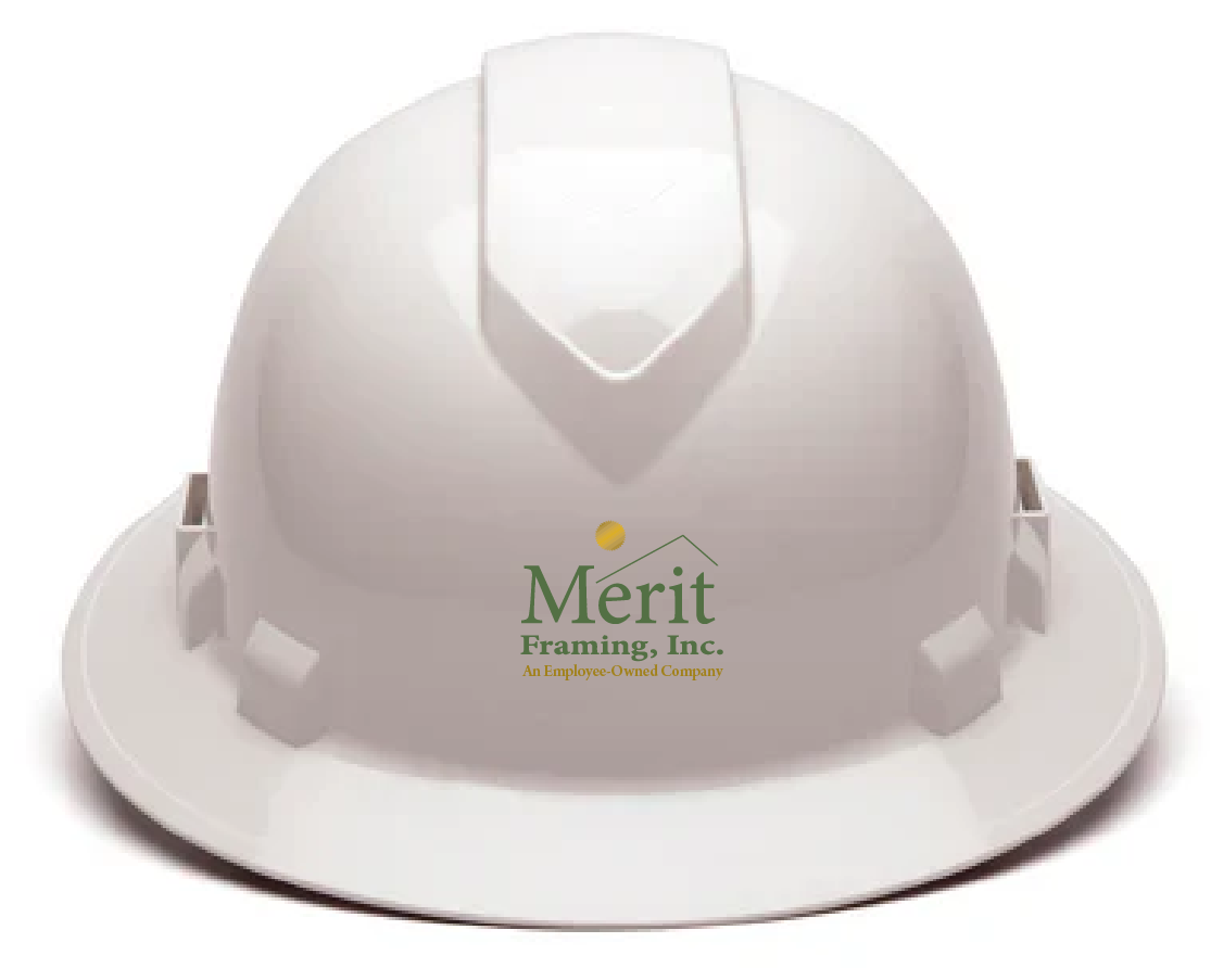 Merit Framing White Full Brim Hard Hat-Ridgeline (Logo Included) — We ...