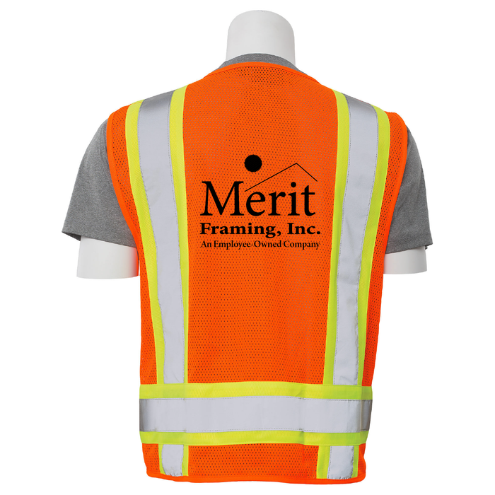 Merit Framing C16017 Class II Safety Vest w/ Clear ID Pocket Orange