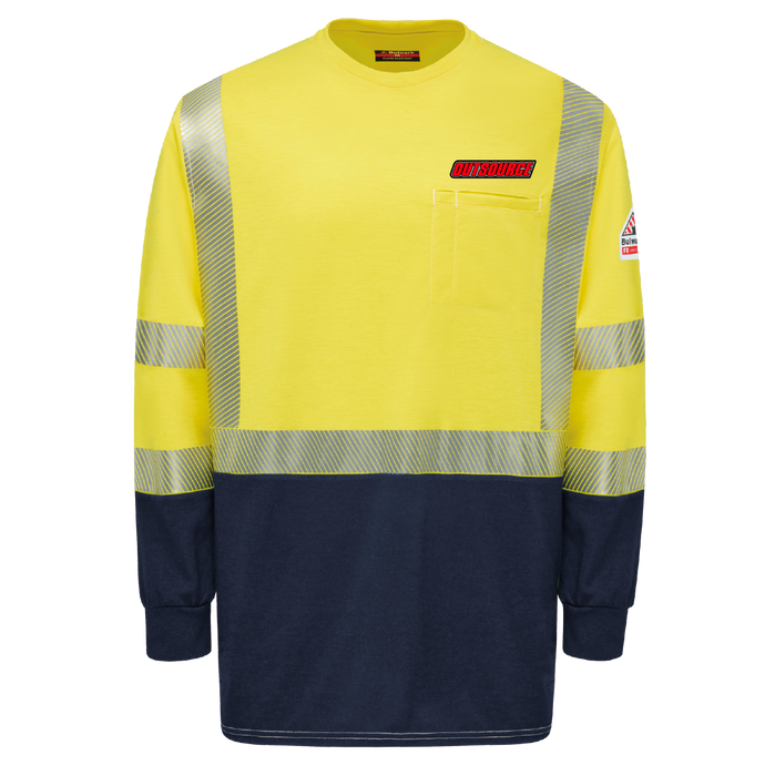 OUTSOURCE Bulwark SMB2 Hi-Visibility Lightweight Color Block Long Sleeve T-Shirt 8.2CAL