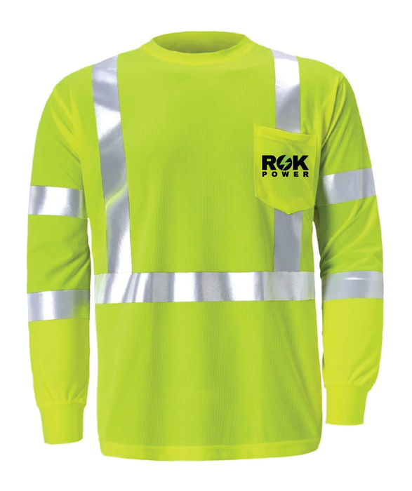 ROK POWER TLB135C-3 Class III Long Sleeve Safety Shirt Lime