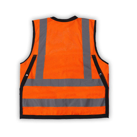 SURV322C-2 CLASS II Orange Surveyors Vest w/ Snap Closure