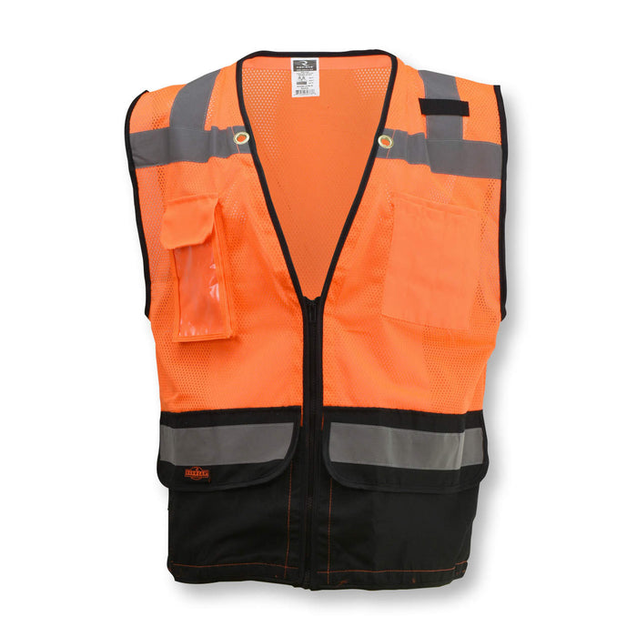 BOUDREAU SV59B-2Z Heavy Duty Surveyors Vest Orange Black Bottom