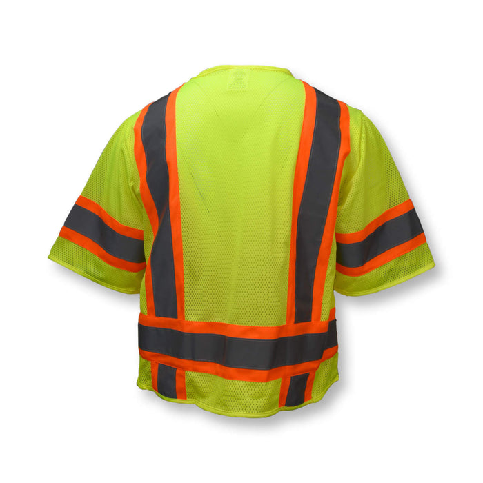 SV63-3 Class III Lime Surveyors Vest w/ Clear ID Pocket