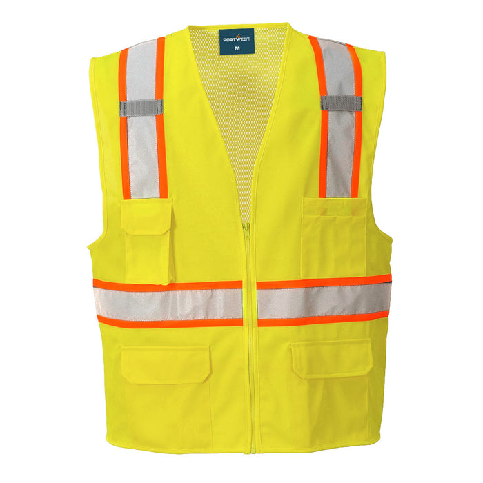 US372 PORTWEST  Jackson Hi-Vis Contrast Executive Vest Yellow