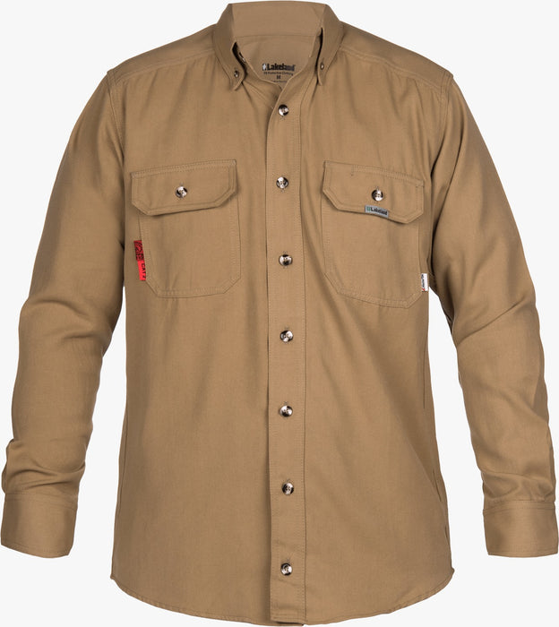 ISH65DH20 High Performance Flame Resistant Knit Button-Up Shirt Khaki